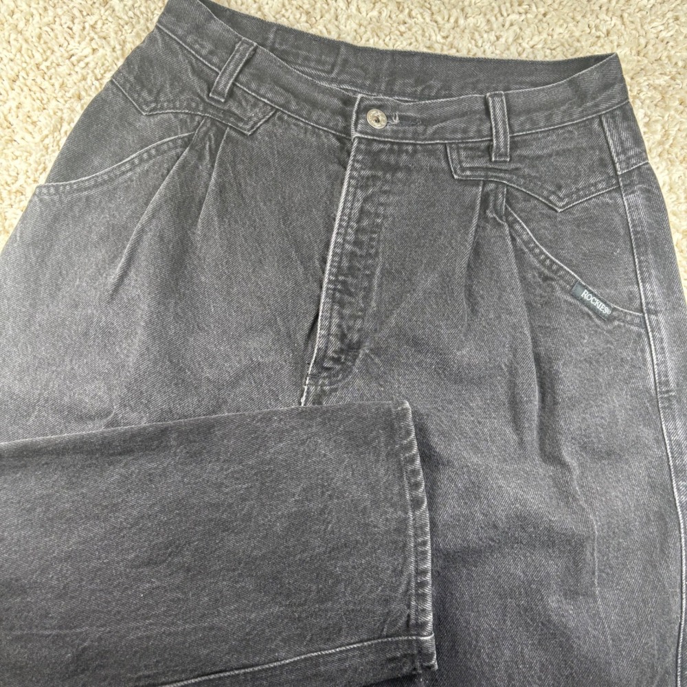 Vintage Rockies Women Jeans Size 9/10 Black High Rise Pleated Western‎ USA Made